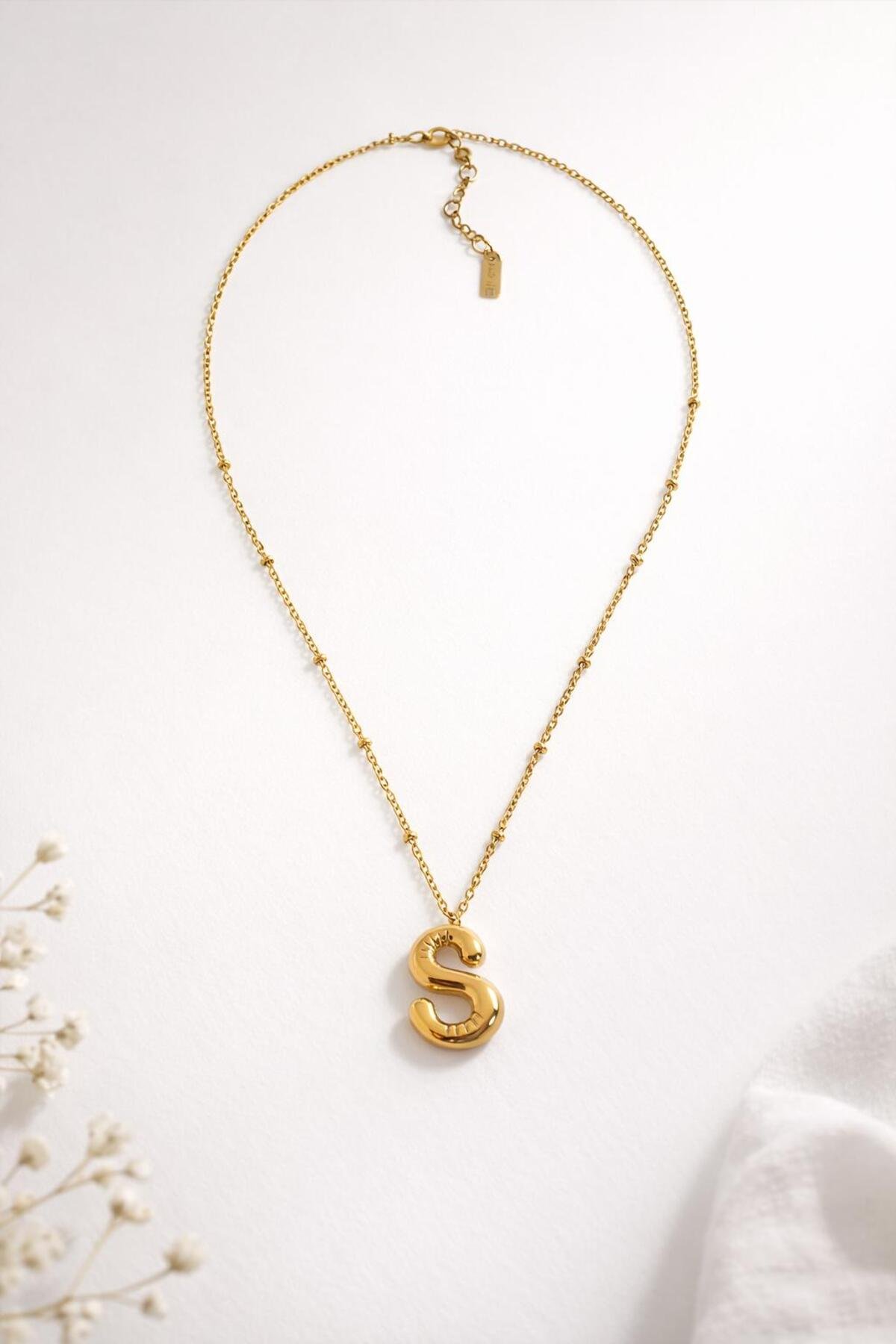 S HARFLİ BALON MODEL ÇELİK KOLYE