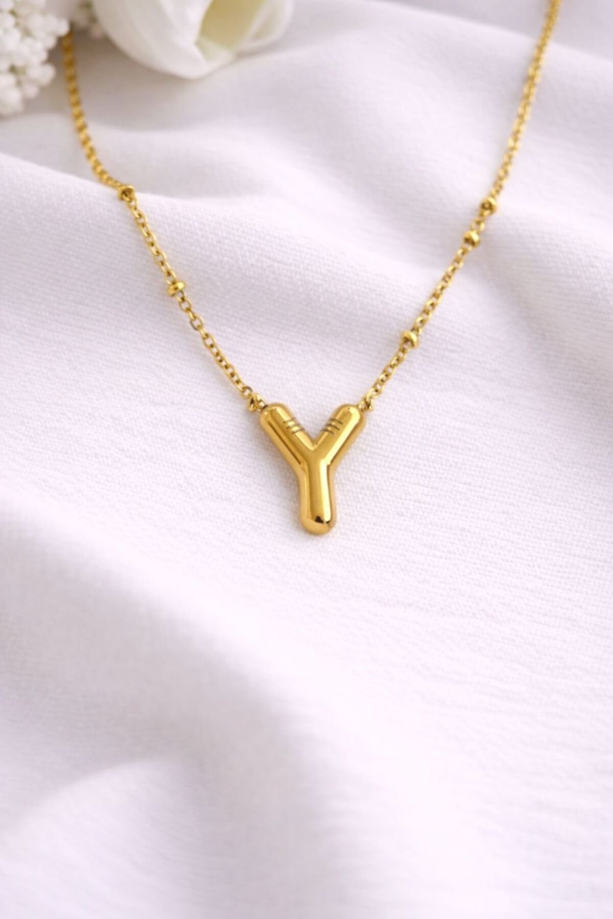 Y HARFLİ BALON MODEL ÇELİK KOLYE