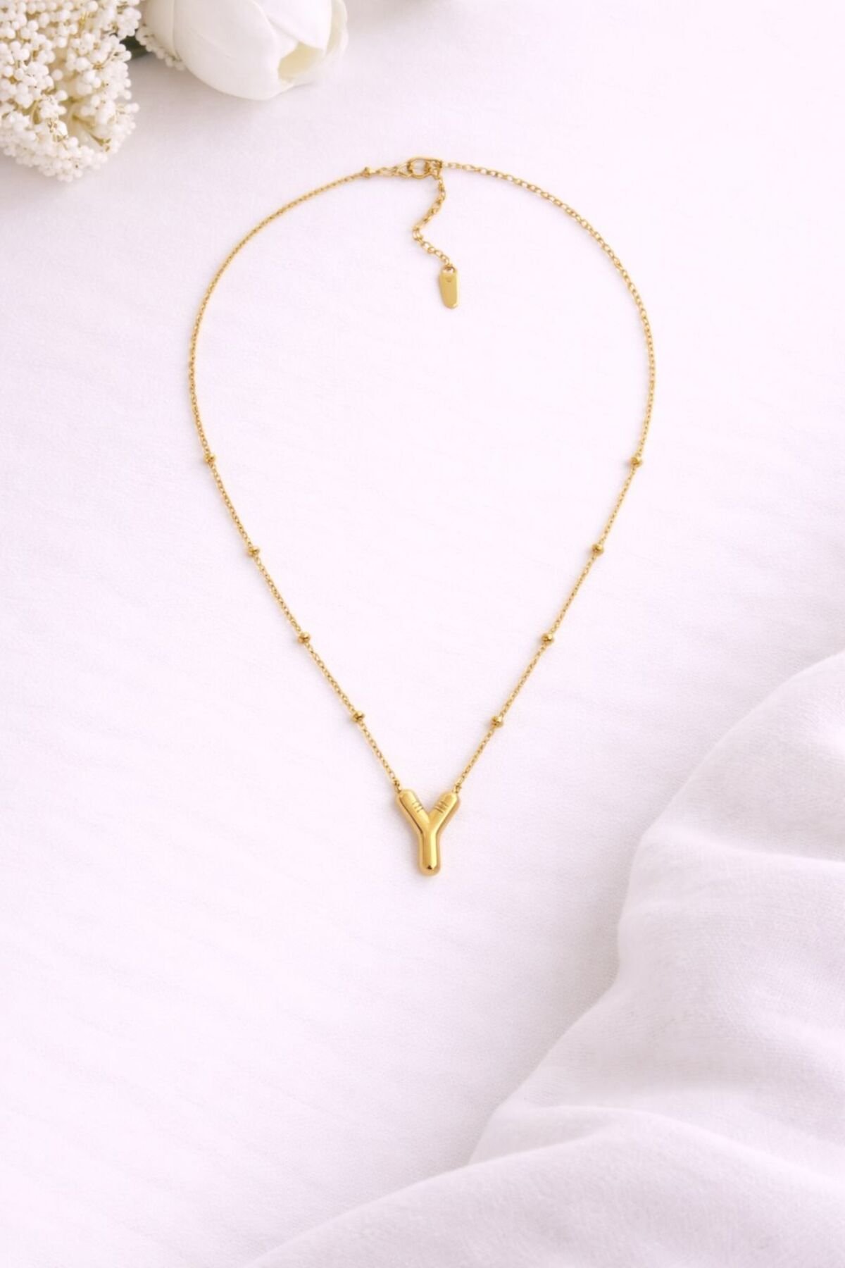 Y HARFLİ BALON MODEL ÇELİK KOLYE