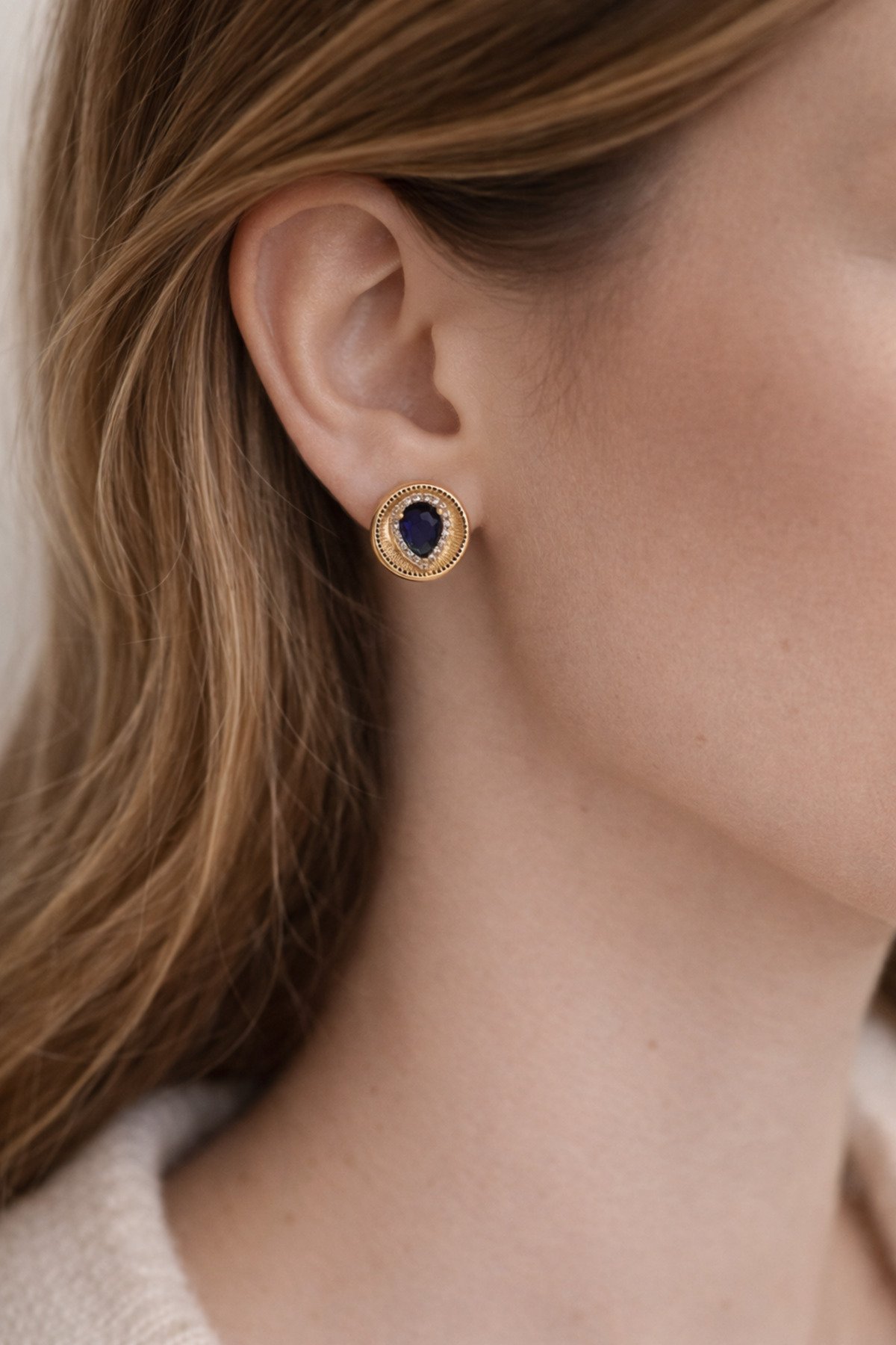 XUPING BLUE DROP GEMSTONE EARRINGS