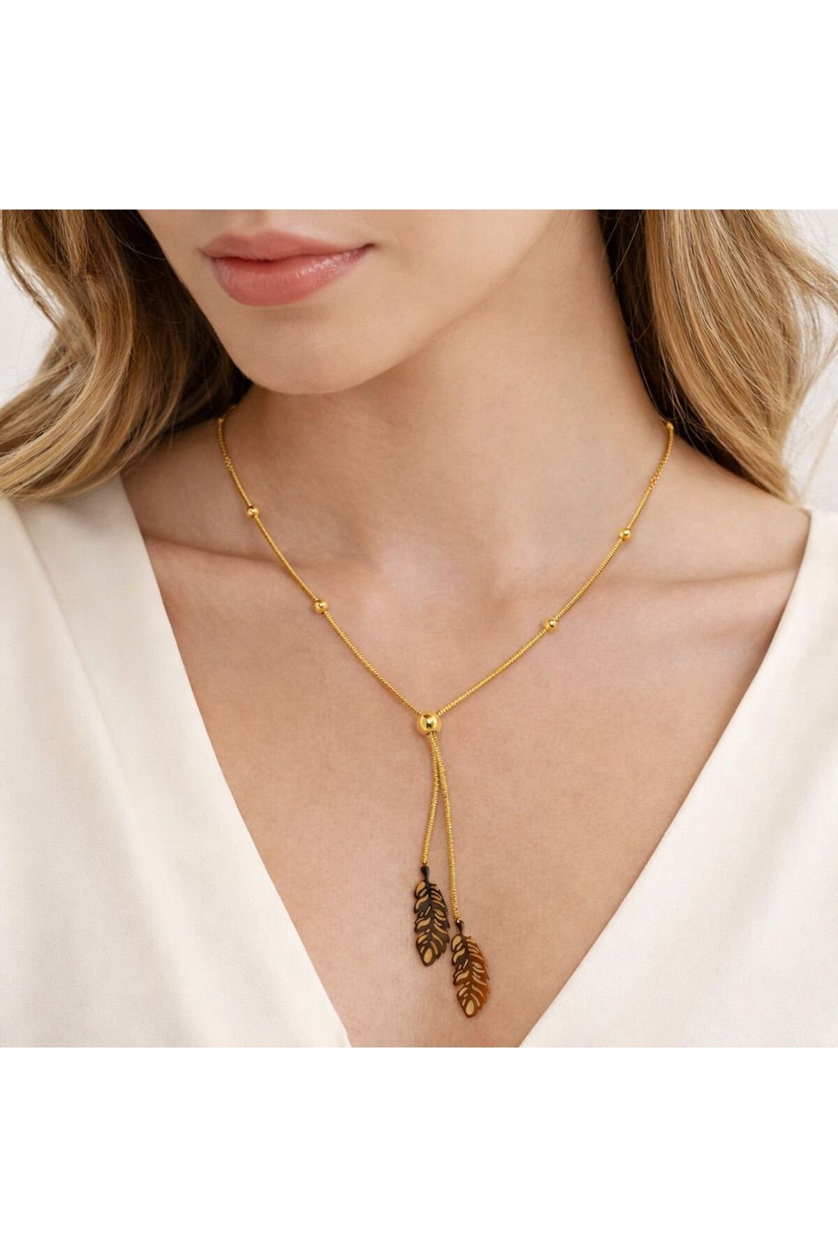 YAPRAK MODEL TOP ZİNCİRLİ ÇELİK KOLYE