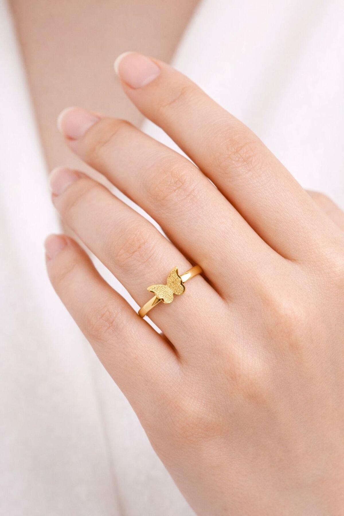 KELEBEK MODEL ÇELİK YÜZÜK GOLD