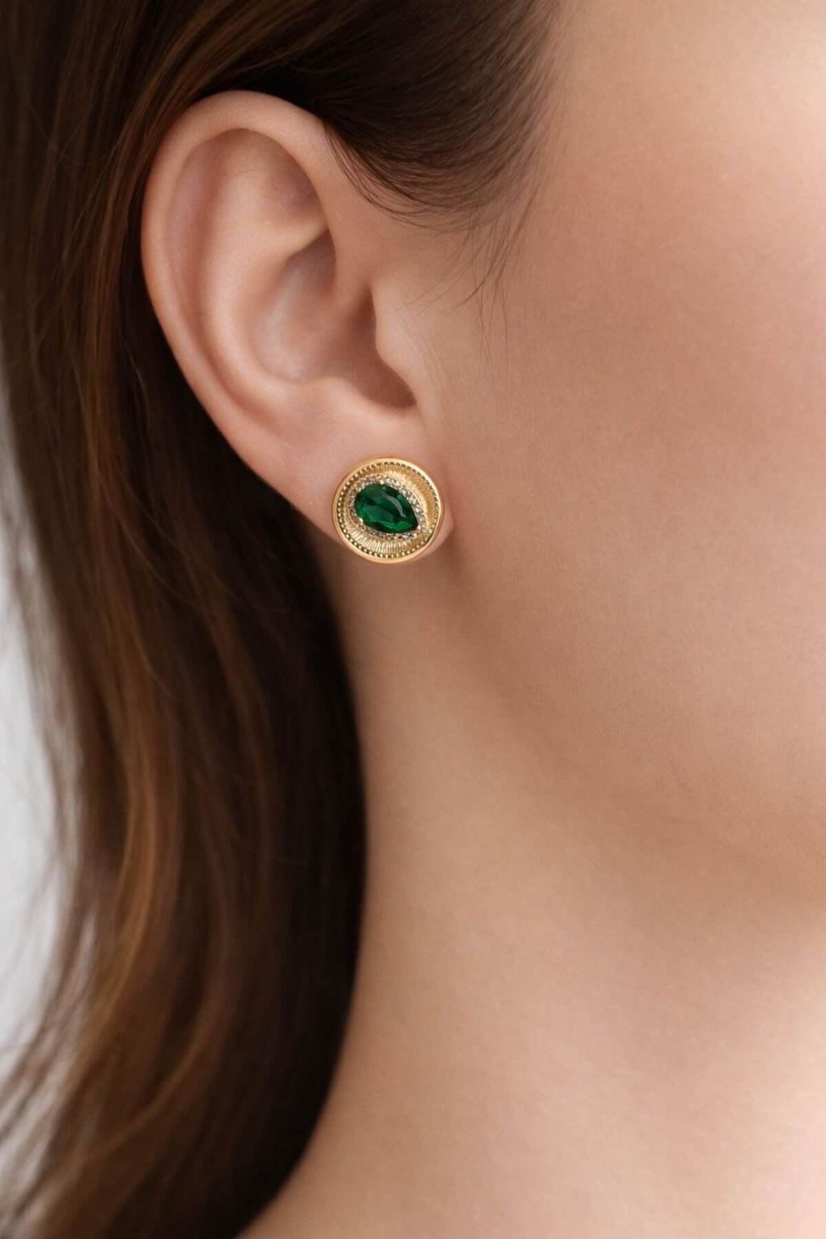 XUPİNG YEŞİL DAMLA TAŞLI KÜPE