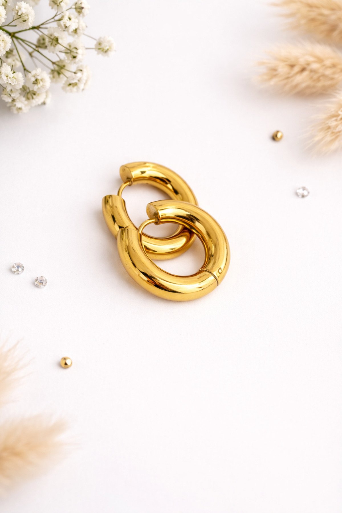 Halka Çelik Küpe Gold