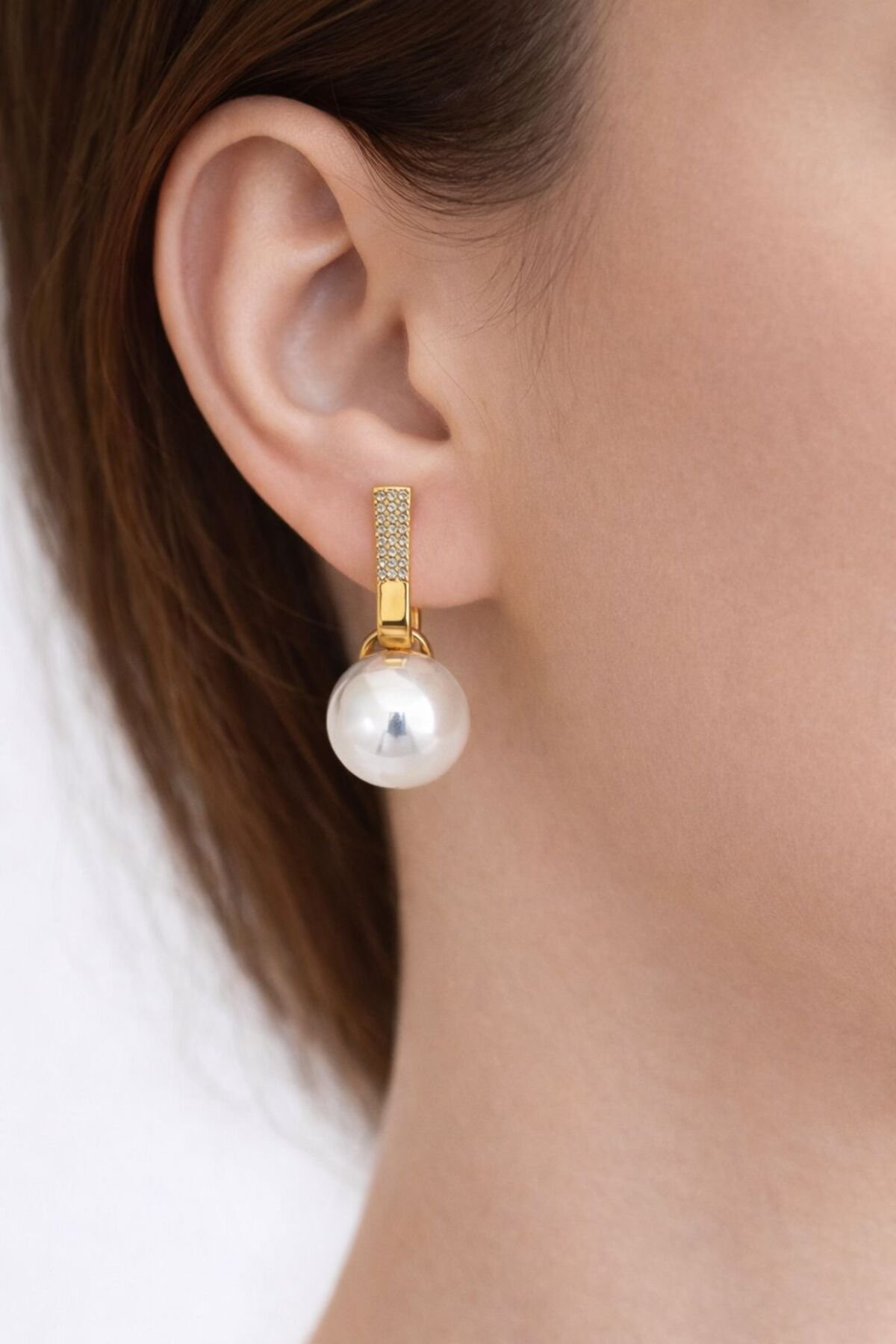 KRİSTAL TAŞLI İNCİ TOP XUPİNG KÜPE