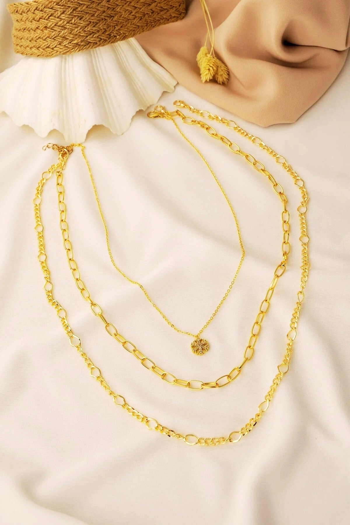 Altın Kaplama Set Kolye