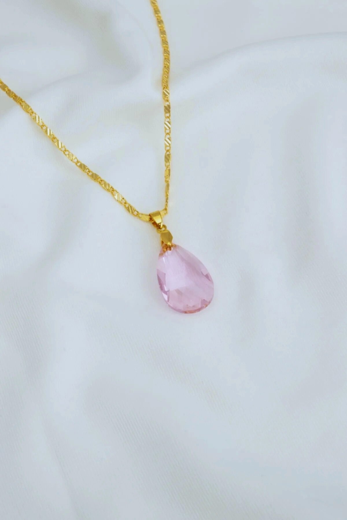 Damla Model Kolye Pembe