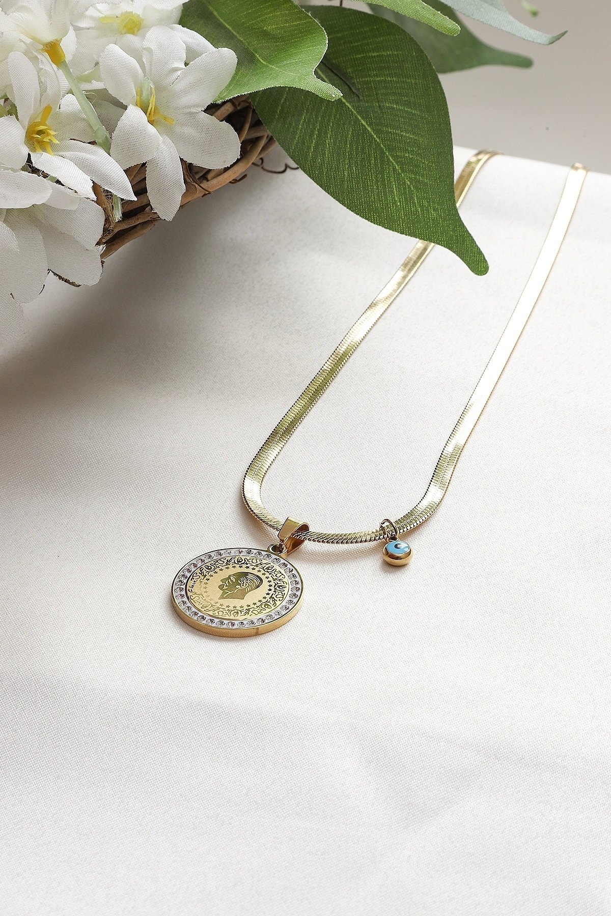 İtalyan Zincirli Çeyrek Model Çelik Kolye.