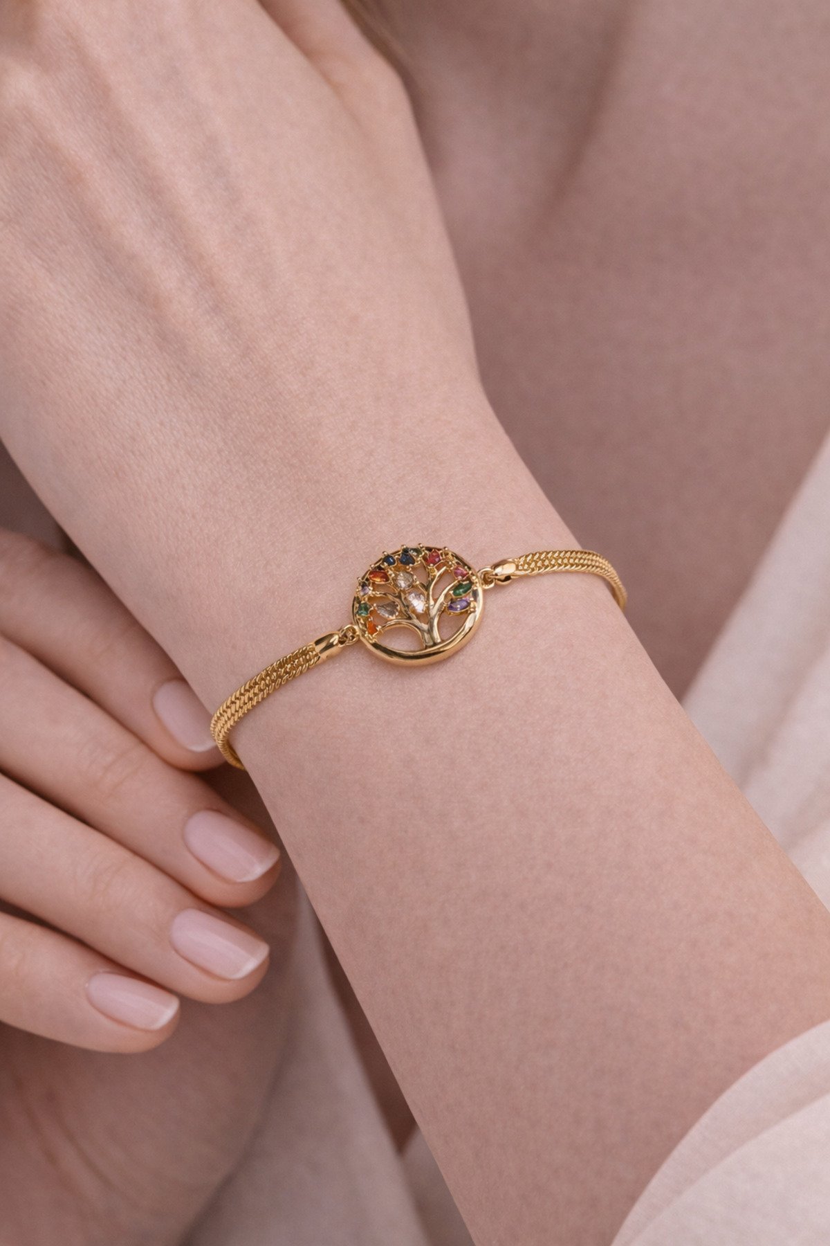 Yaşam Ağaçlı Çelik Bileklik