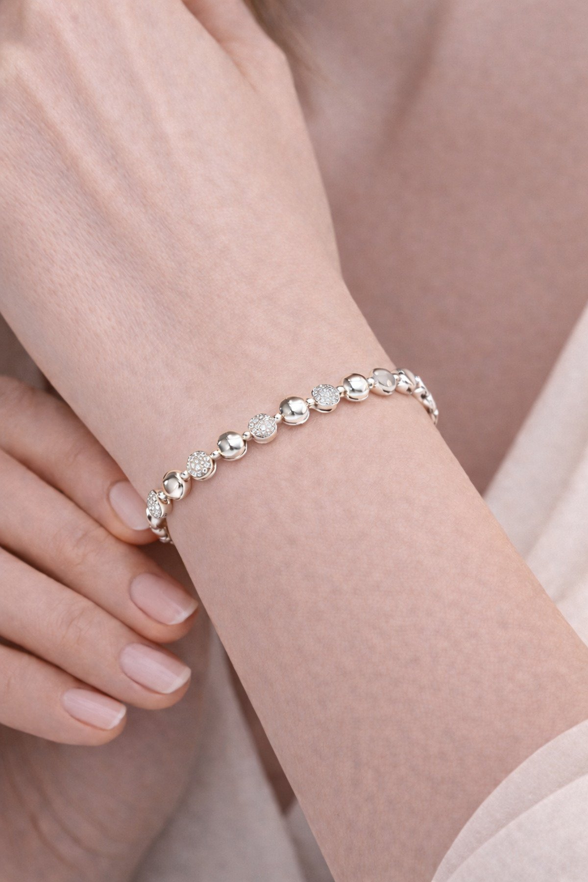 Brass Gemstone Ball Bracelet