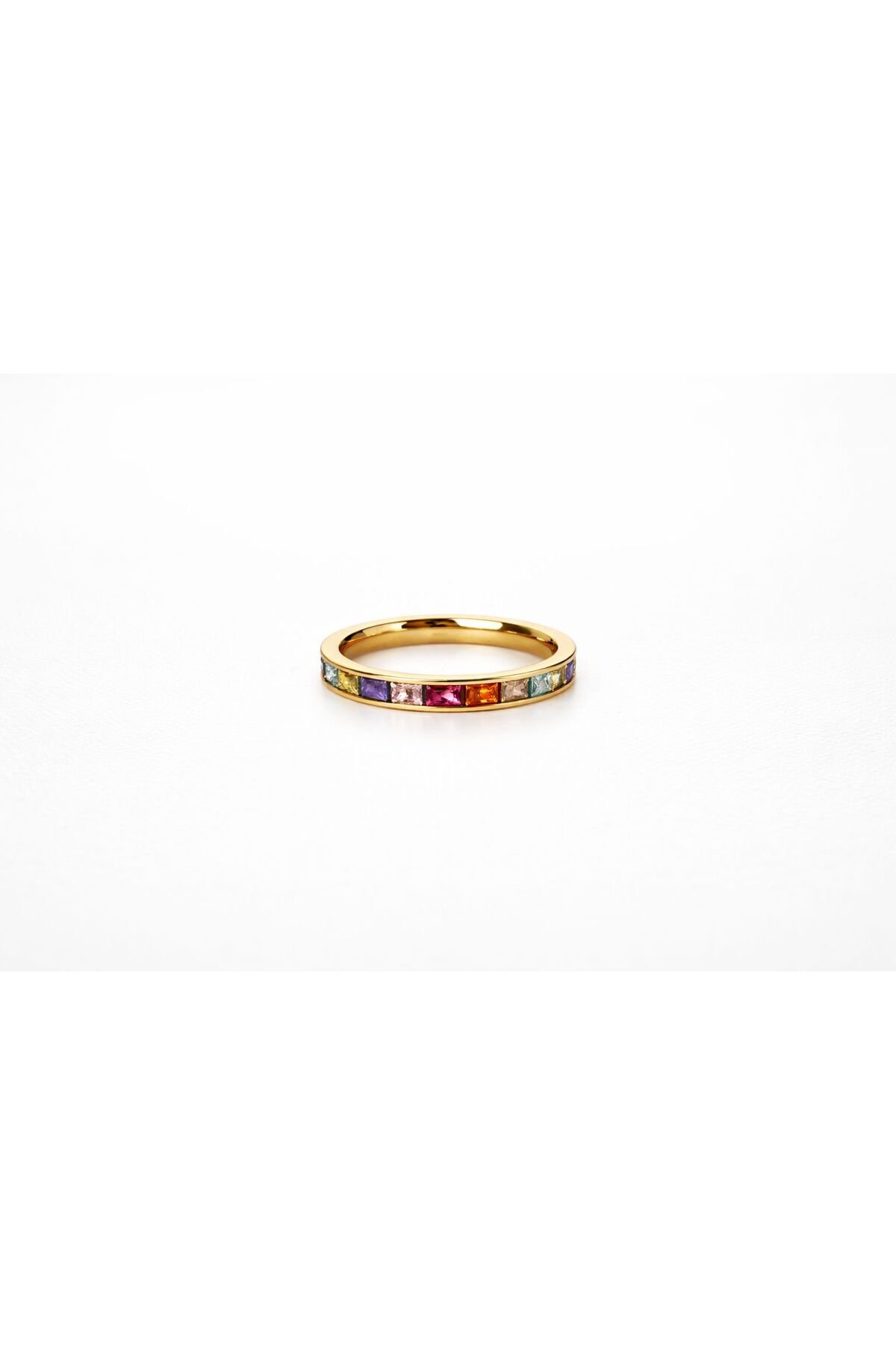 Colored Gemstone Steel Ring Women