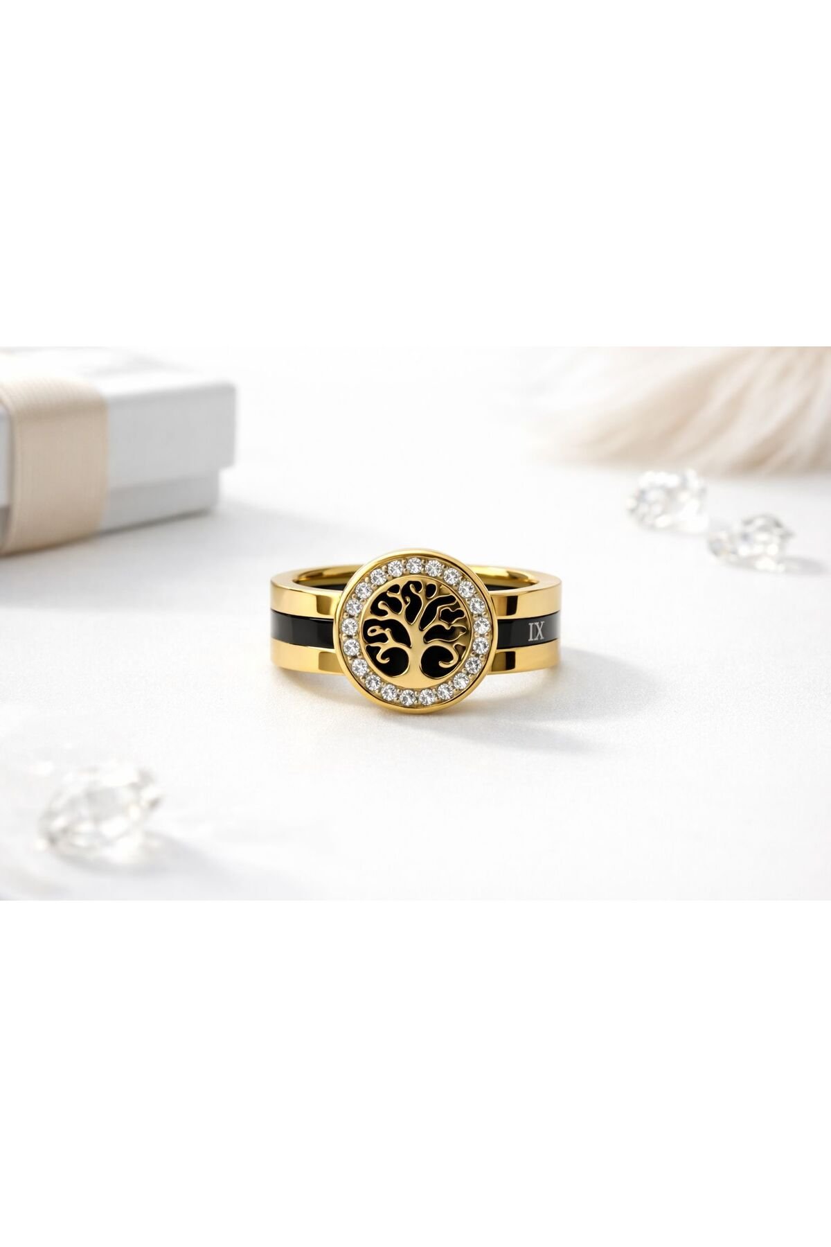 Hayat Ağacı Çelik Yüzük Kadın