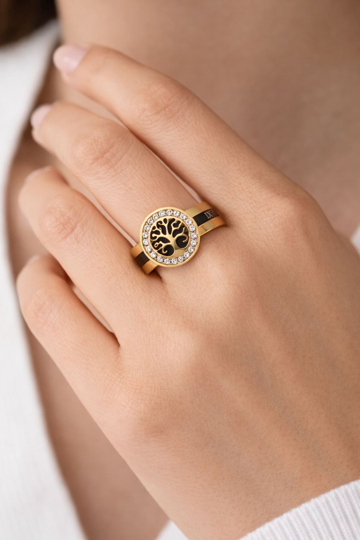 Hayat Ağacı Çelik Yüzük Kadın