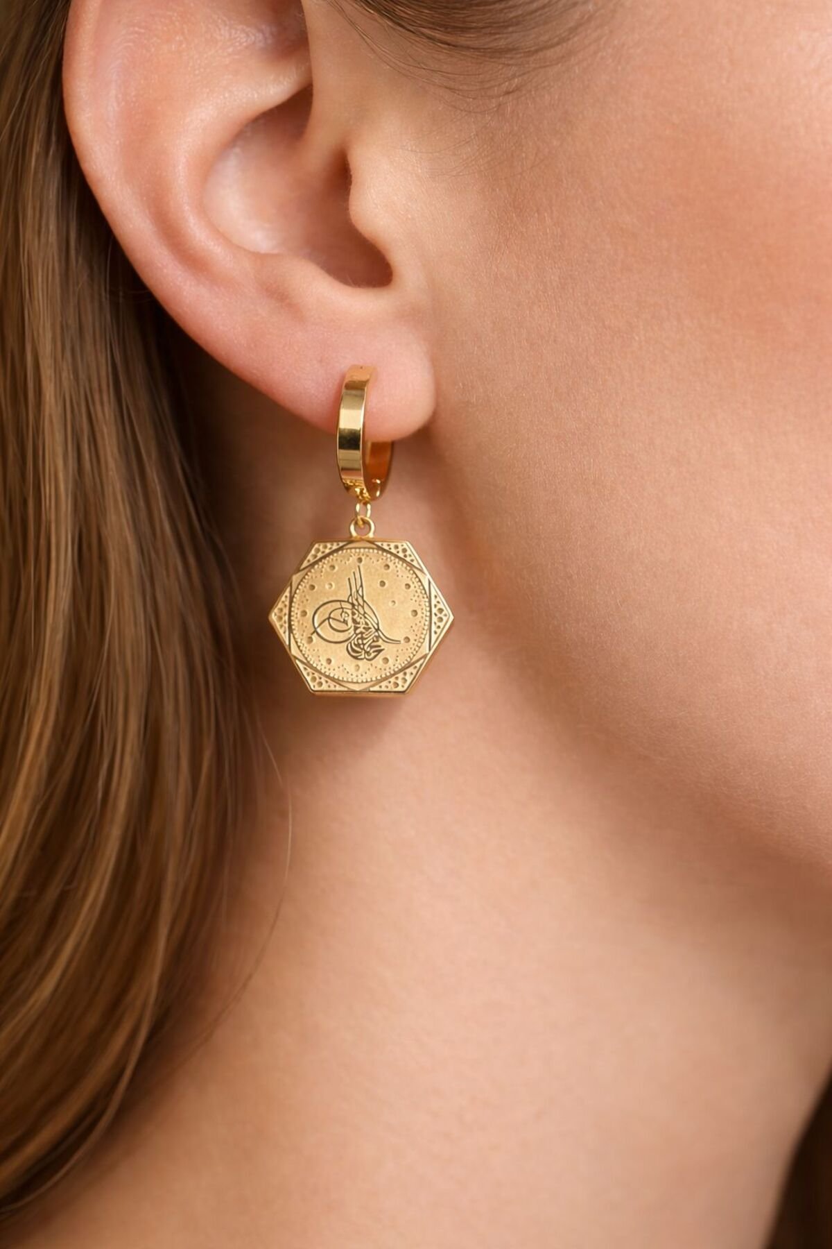 Ottoman Tugral Steel Earrings Women
