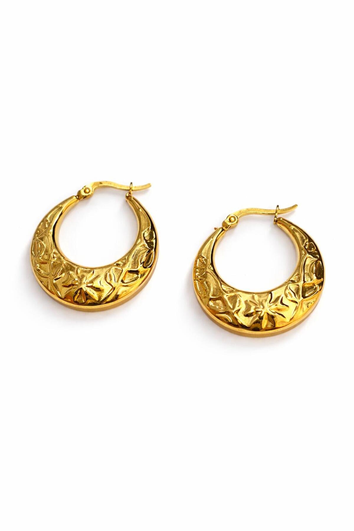 Gold Steel Hoop Earrings