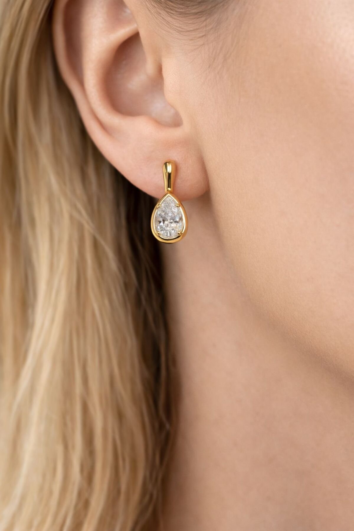 Drop Gemstone Gold Earrings