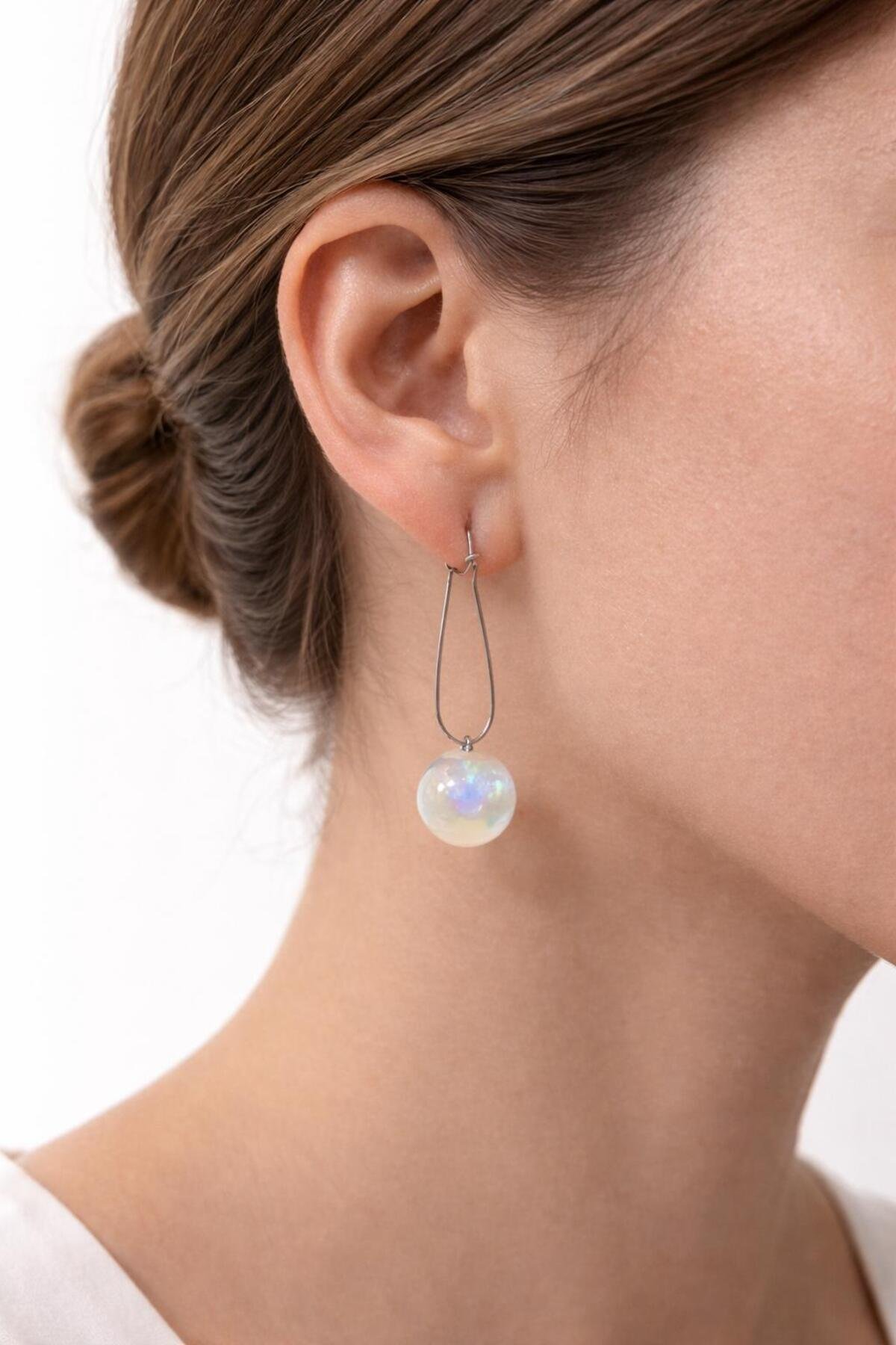 Bakımeri Jewelry Aurora İnci Detaylı Çelik Küpe