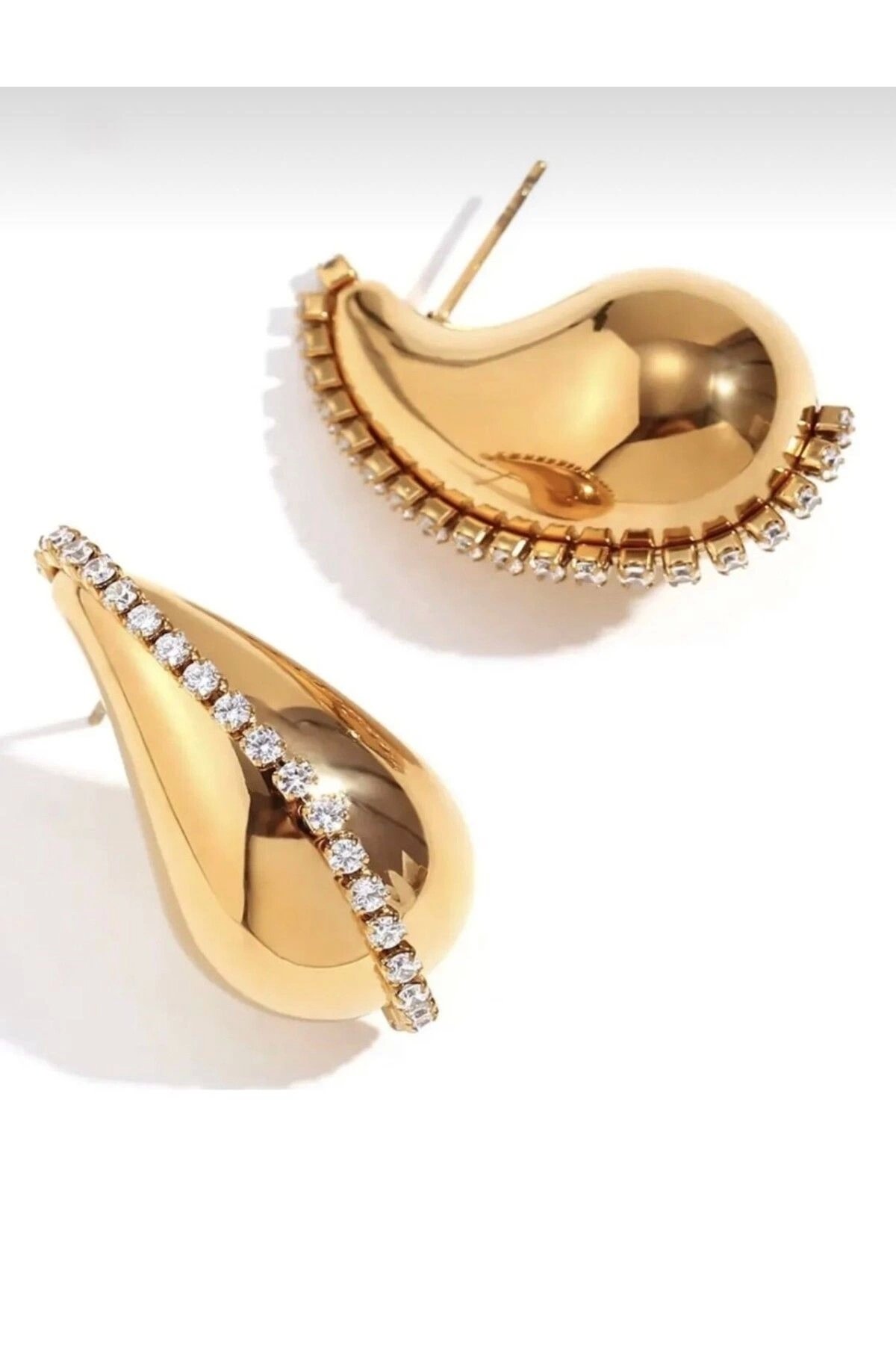 Kadın Kristal Taşlı Gold Bottega Küpe