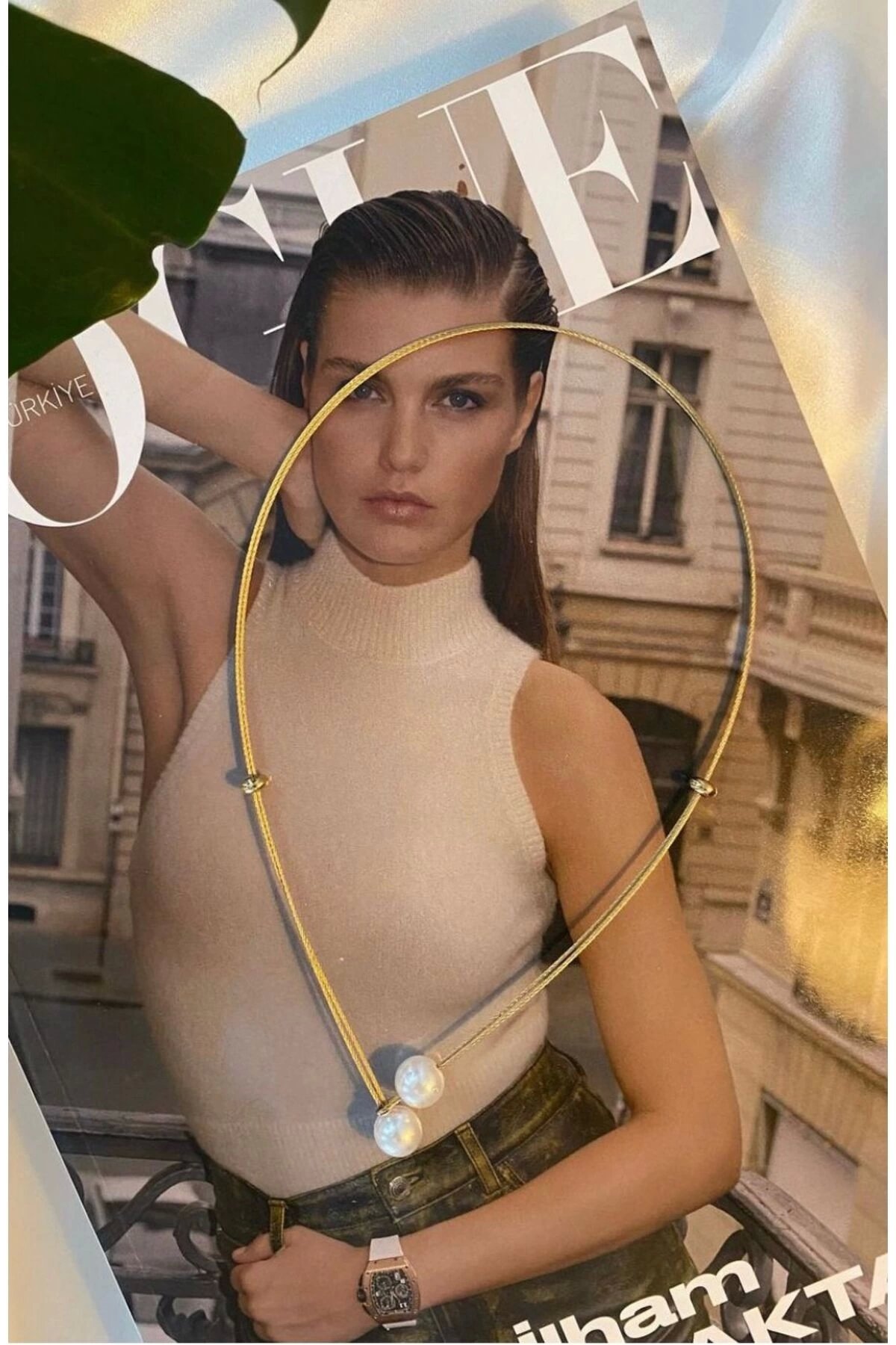 İncili Çelik Kolye