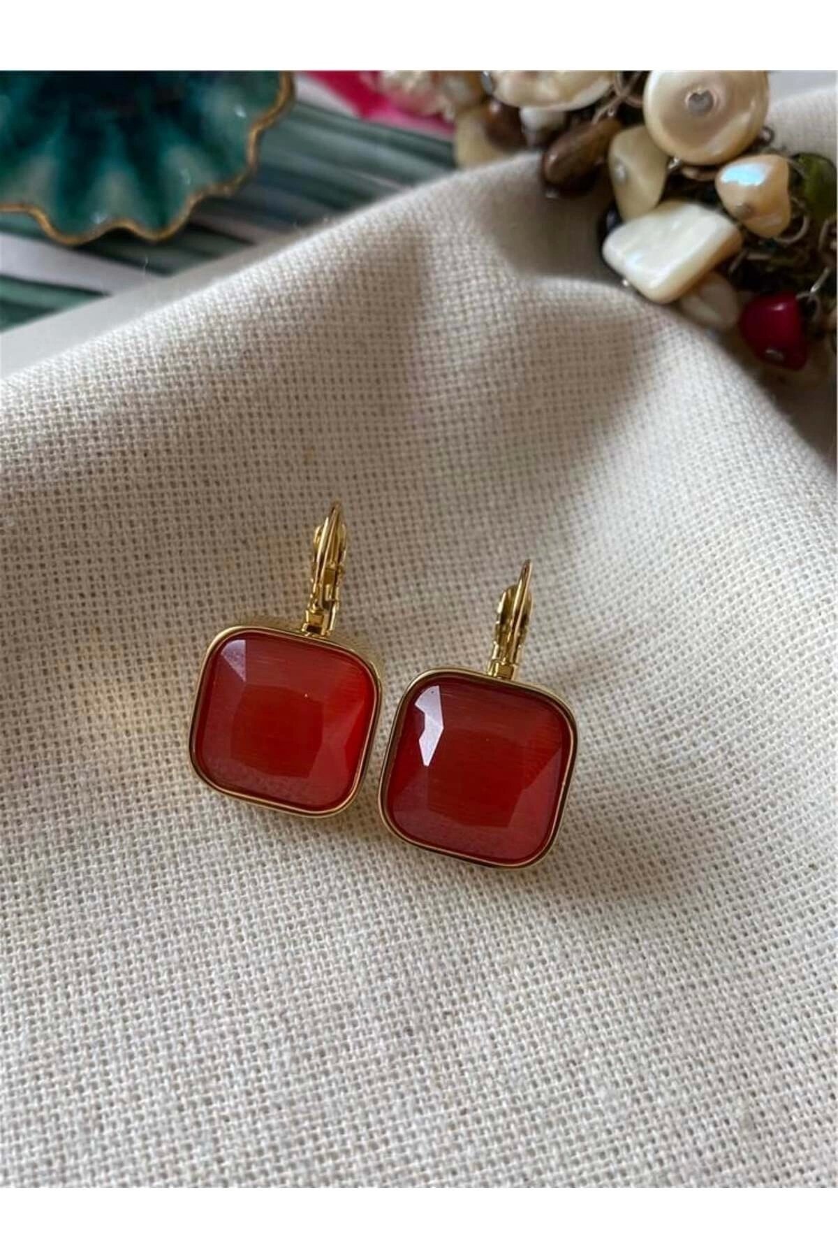 Çelik Kırmızı Etki Küpe